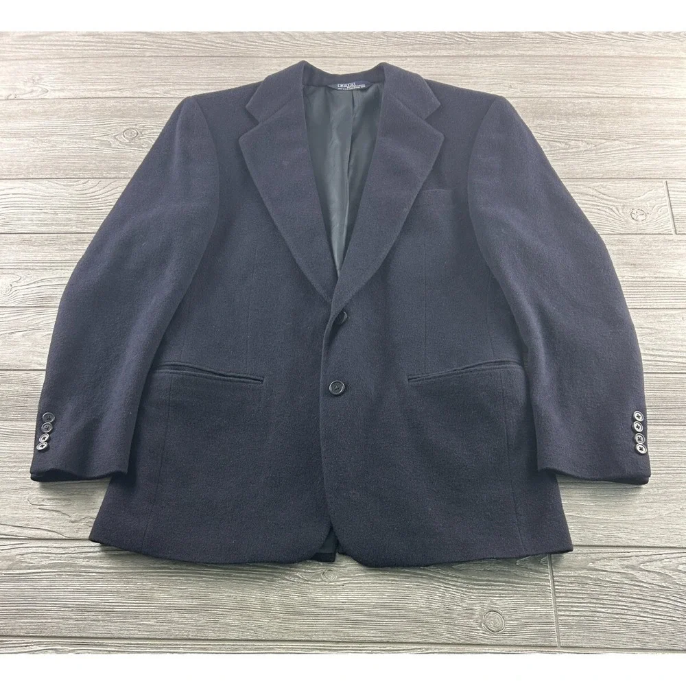 POLO by RALPH LAUREN BLUE 100% CAMEL HAIR SPORT COAT BLAZER JACKET Navy Blue